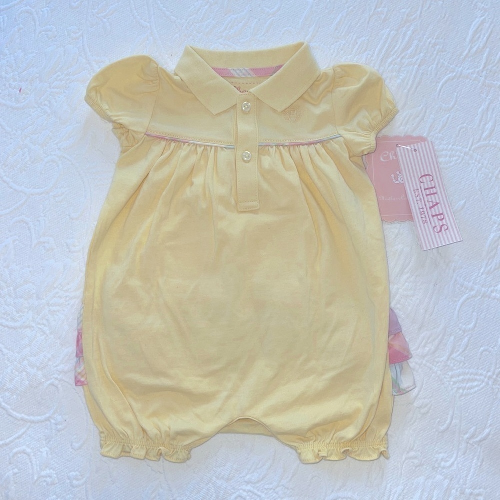 Chaps Newborn Collection Ruffled Bubble Romper